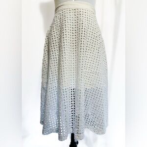 Elle White Eyelet Midi Skirt